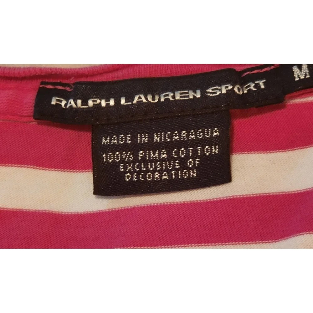 Ralph‎ Lauren Striped T-Shirt V-Neck Short Sleeve Casual Top, Size M